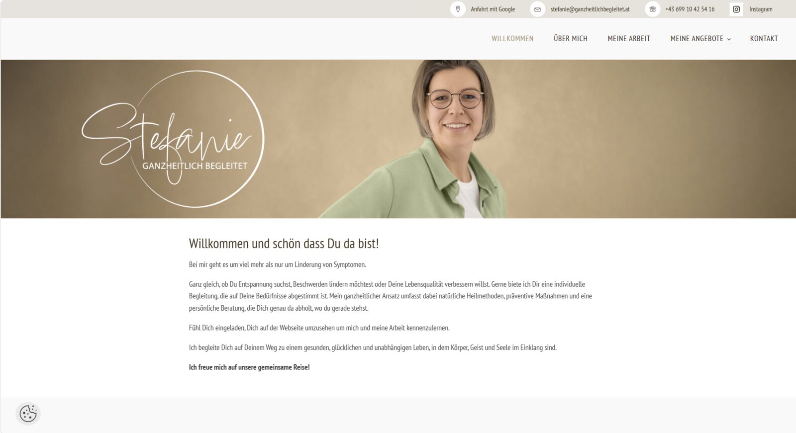 Webseite von Ganzheitlich begleitet, Stefanie Hamedinger