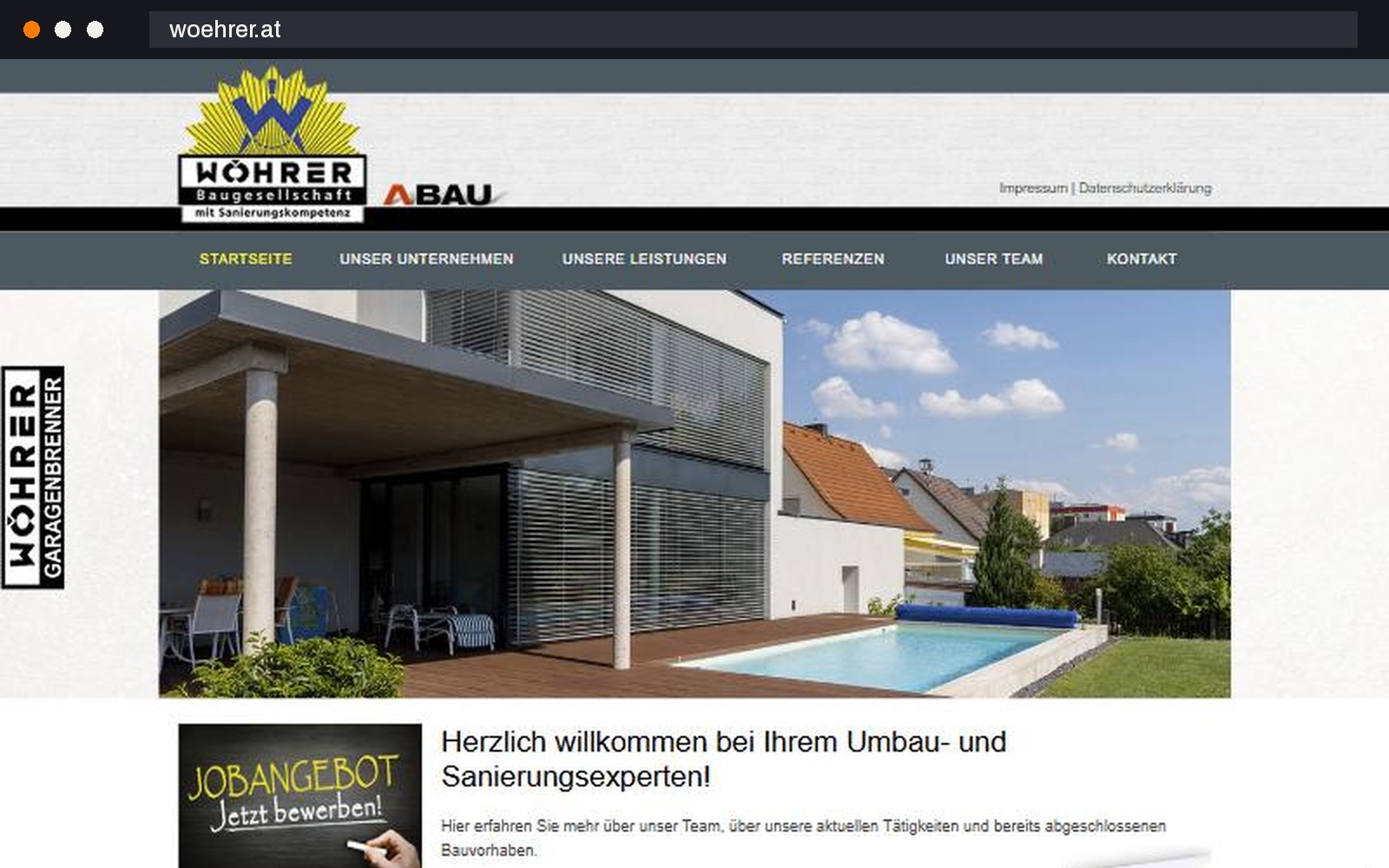 Webseite der Wöhrer Baugesellschaft